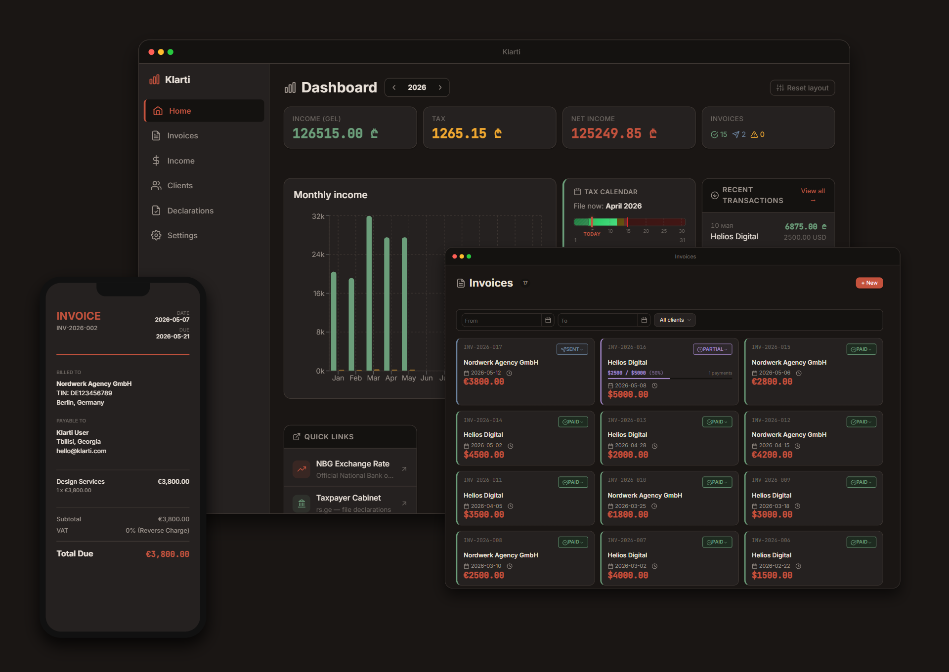 Klarti Dashboard Interface
