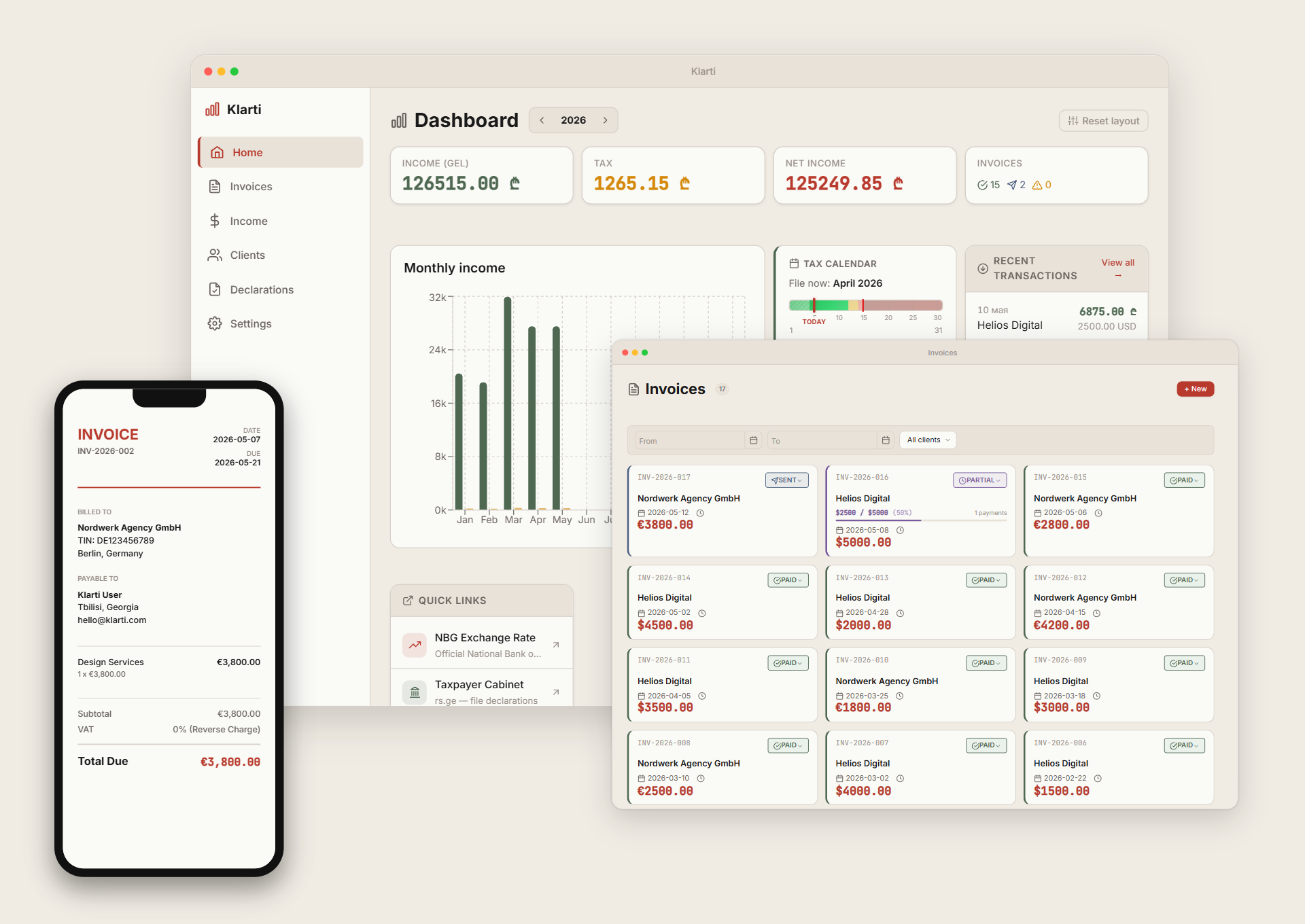 Klarti Dashboard Interface